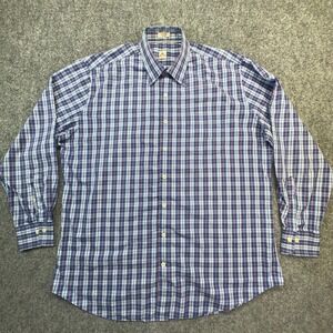 Peter Millar Plaid Button Down Shirt Mens XL Blue Pink Excellent Long Sleeve